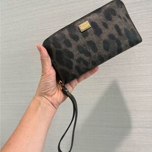Dolce & Gabbana Leopard Print Wristlet Wallet with box